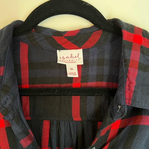 Isabel Maternity Plaid Collared Maternity Button Up Shirt Size XL - Picture 5 of 6
